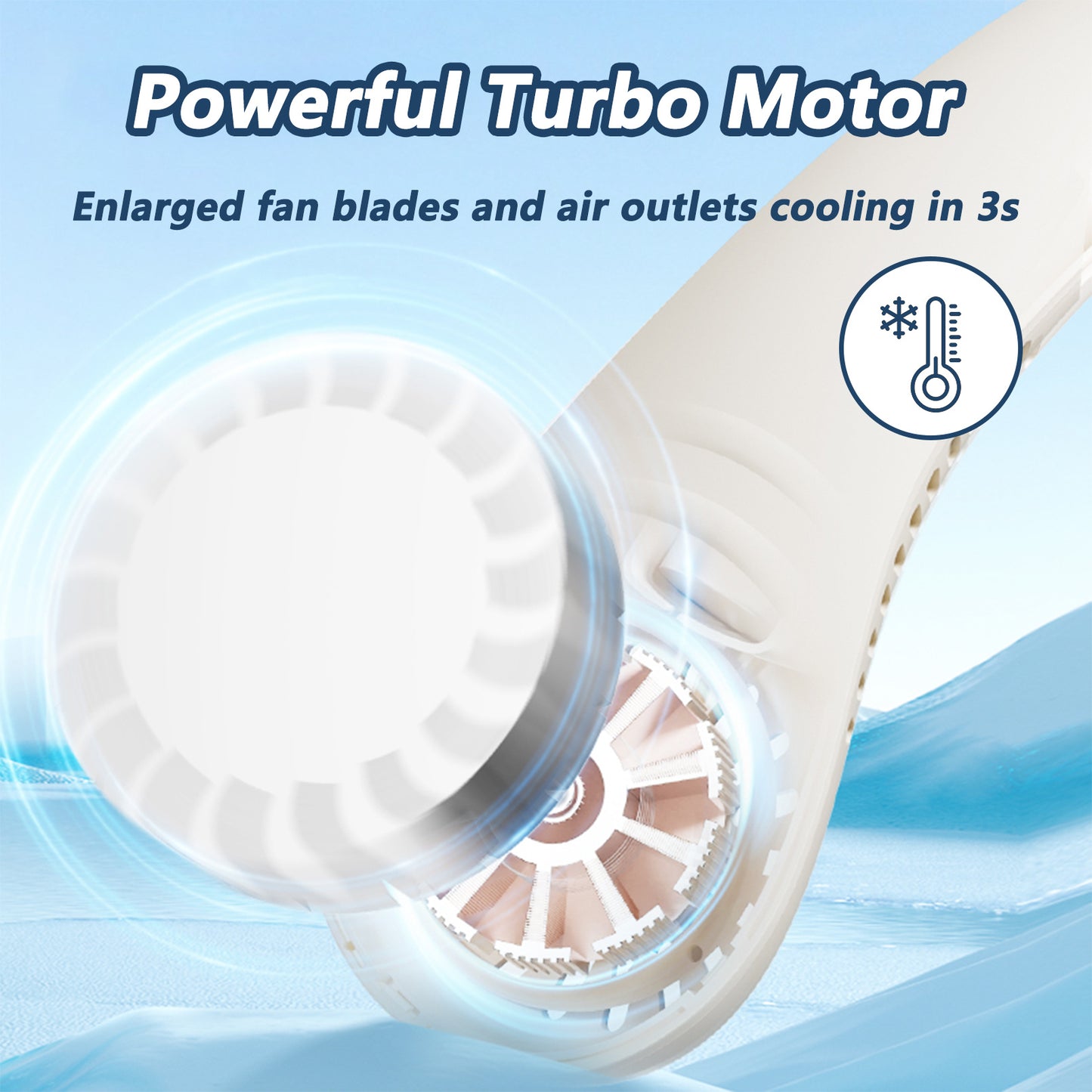 Bladeless Neck Fan – Hands-Free, 3-Speed, USB Rechargeable, 360° Cooling Airflow (Quiet Portable Fan)